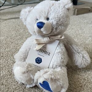 Demdaco Gray Plush Bear with Blue Details